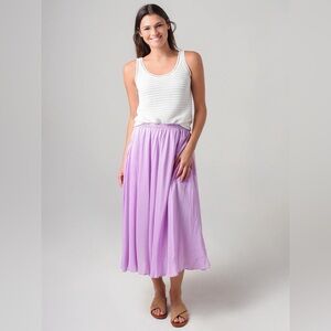 Vince Gathered Silk Habotai Pull On Skirt in Lavender | Size XS